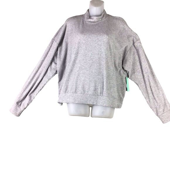 ABOUND Women’s XXL Gray Ribbed Knit High Neck Pullover Sweater NWT - Picture 1 of 14